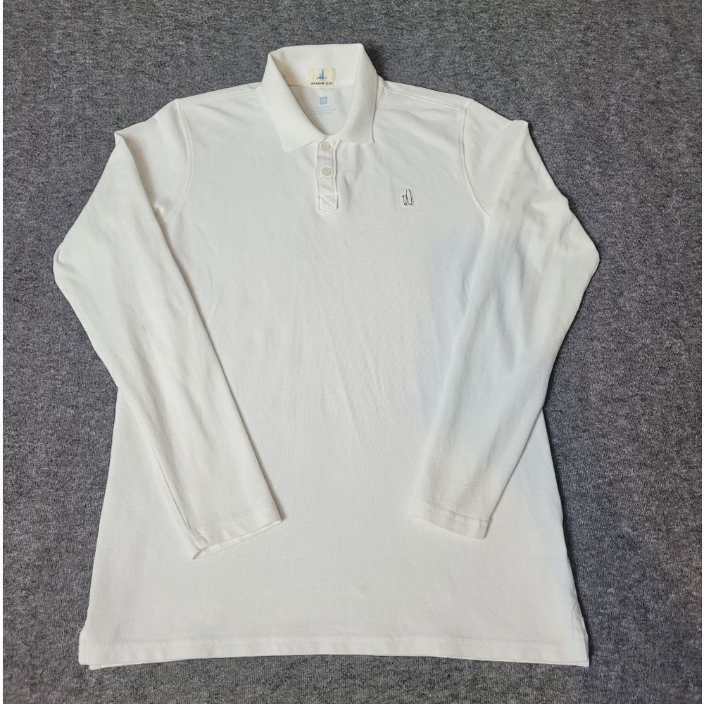 Johnnie-O Hangin-Out Boys 16 Size S Polo Shirt White Long Sleeve Logo Chest